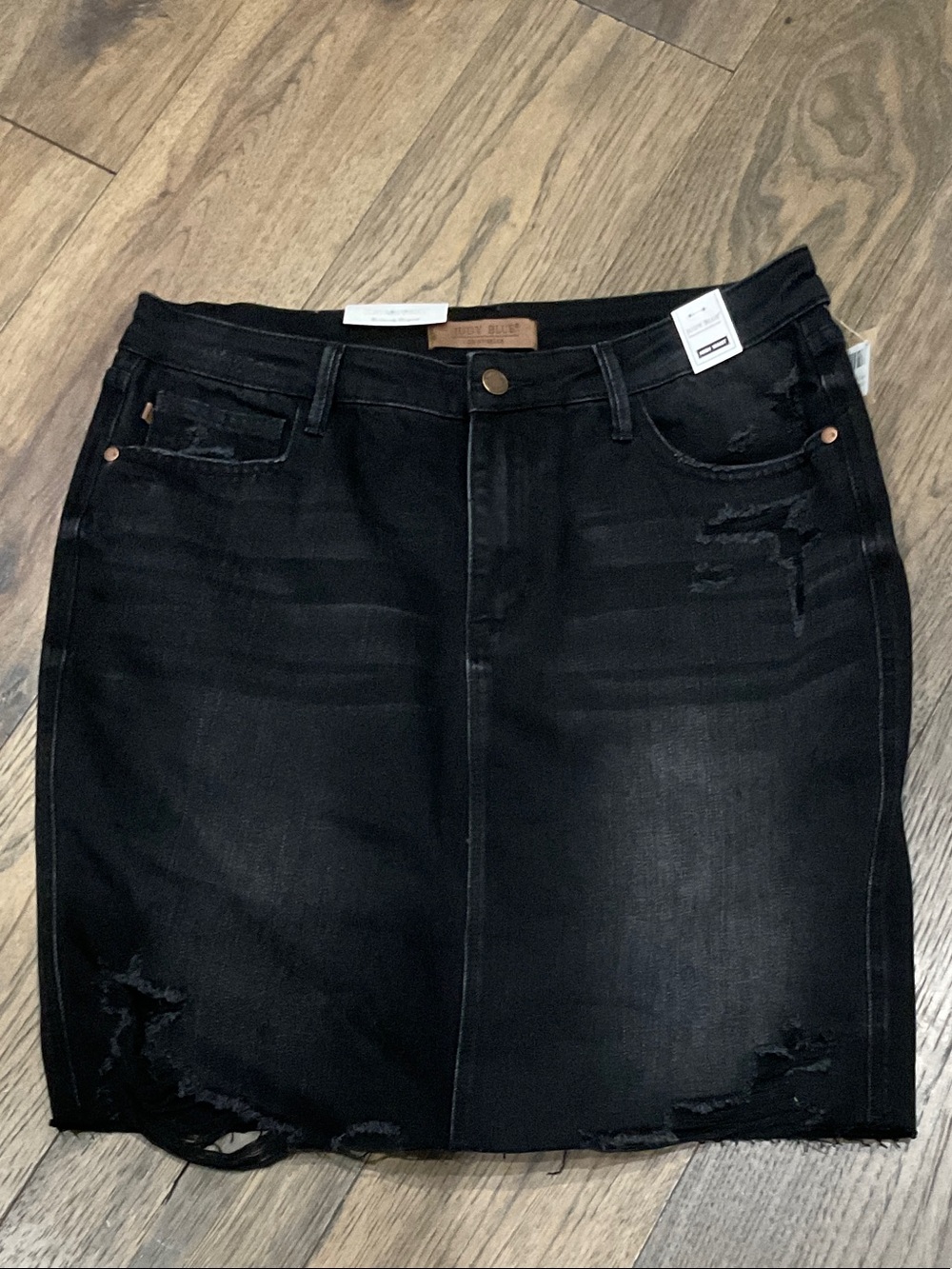 Judy Blue Black Distressed Denim Skirt